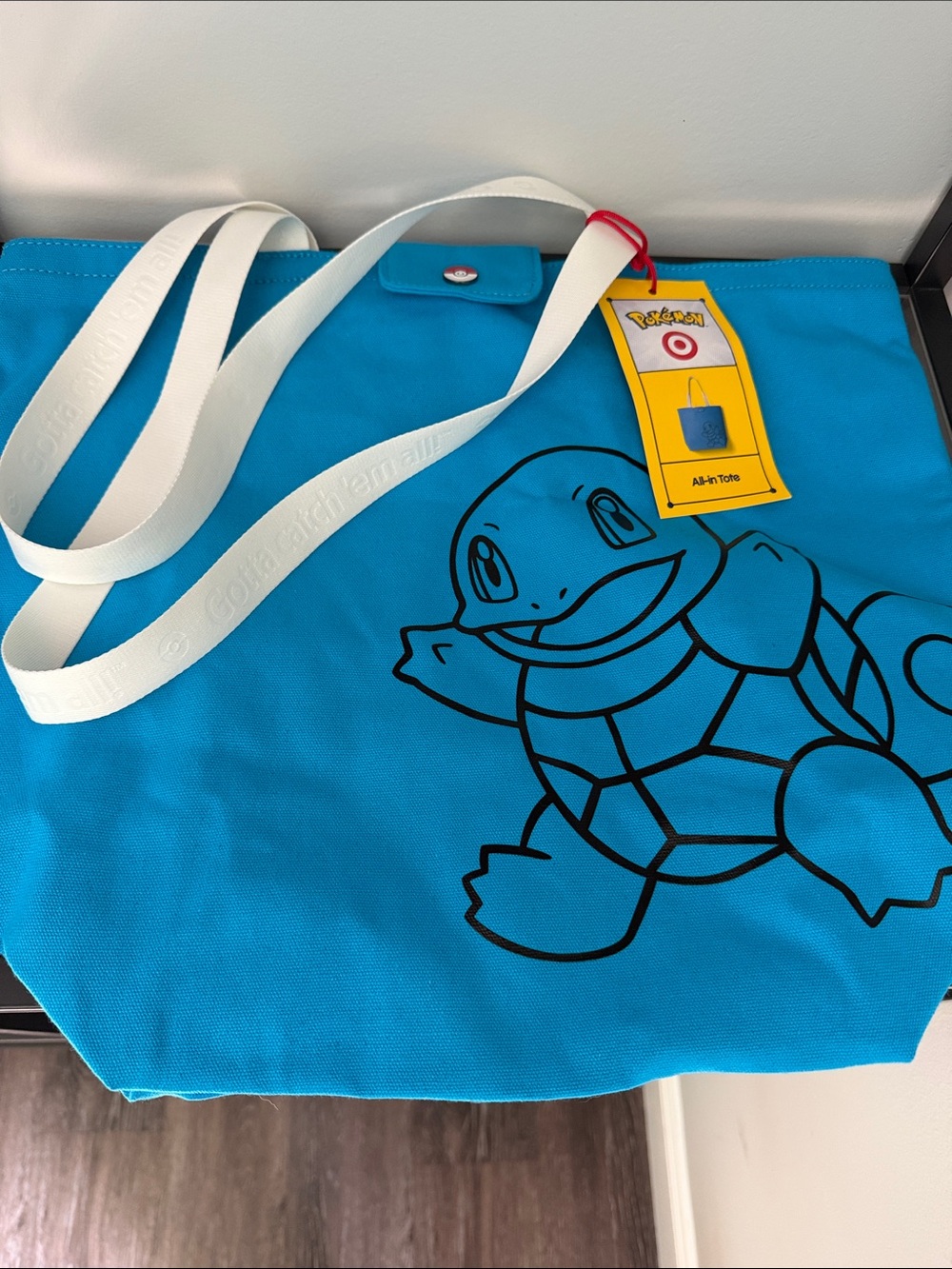 Pokemon Squirtle Tote Bag - Bright Blue with White Straps